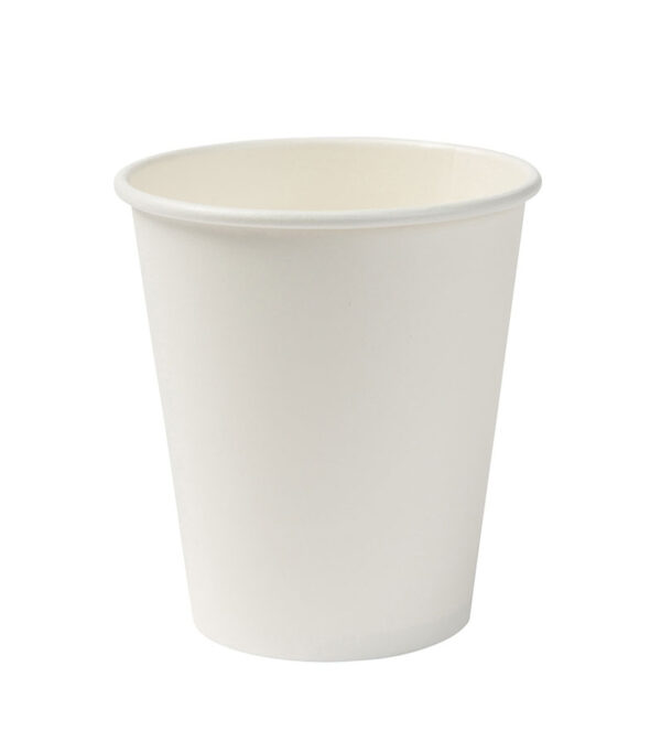 Bioco 10 pahare albe din carton, biodegradabile si compostabile, 240cc