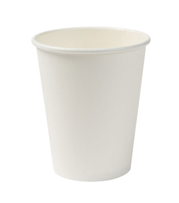 Bioco 10 pahare albe din carton, biodegradabile si compostabile, 360cc