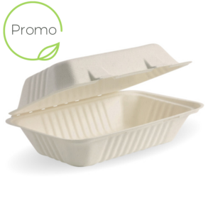 Bioco 50 caserole biodegradabile cu capac rabatabil, 23x15 cm.