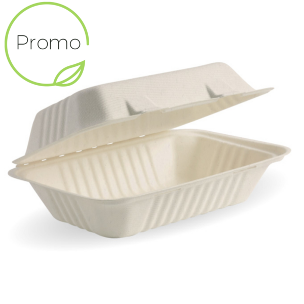 Bioco 50 caserole biodegradabile cu capac rabatabil, 23x15 cm.
