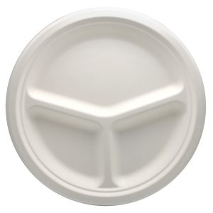 Bioco 50 farfurii trei compartimente, biodegradabile, rotunde, 26cm