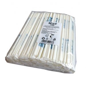 Bioco 150 paie albe din hartie ambalate individual, biodegradabile si compostabile, 200xØ6mm