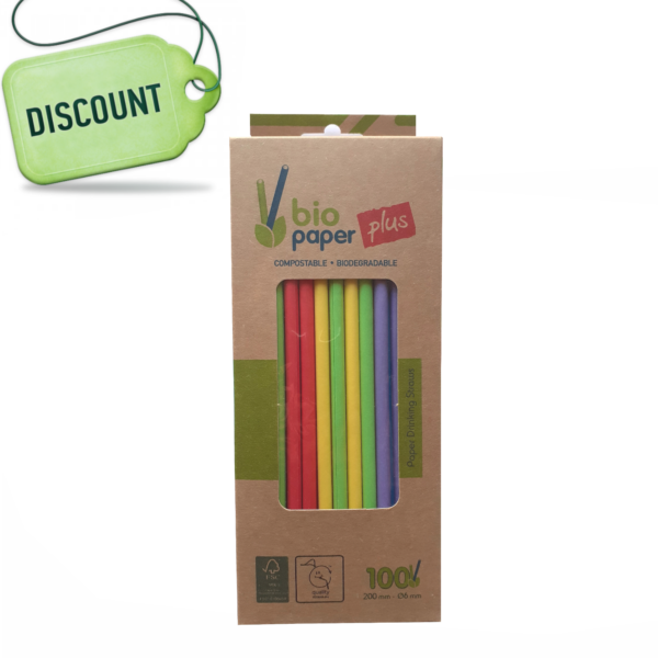 Bioco 100 paie hartie mix color, biodegradabile si compostabile, 200xØ6mm.