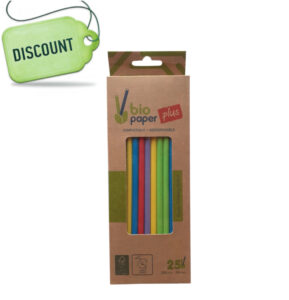 Bioco 25 paie hartie mix color, biodegradabile si compostabile, 200xØ6mm.