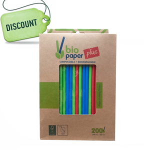 Bioco 200 paie hartie mix color, biodegradabile si compostabile, 200xØ6mm.