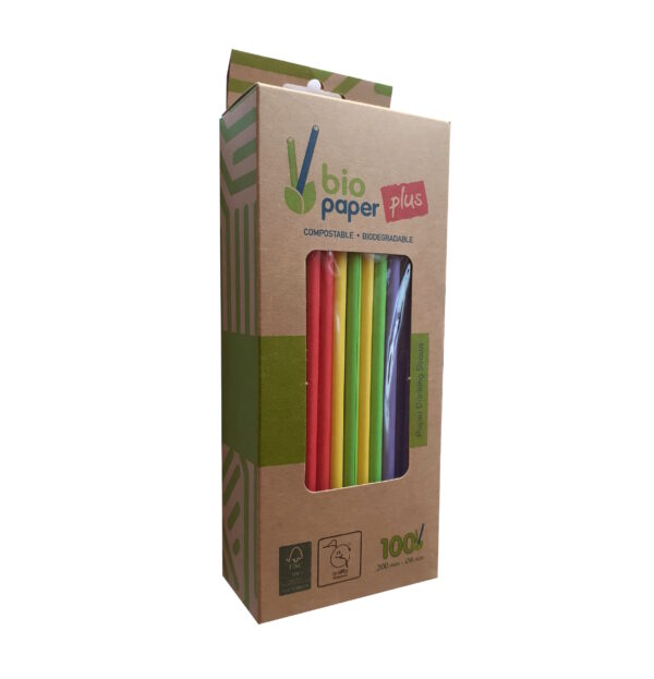Bioco 100 paie hartie mix color, biodegradabile si compostabile, 200xØ6mm. - imagine 2