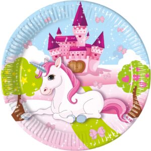 Procos 8 farfurii carton FSC, decor Unicorn, diametru 23cm