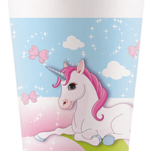 Procos 8 pahare carton FSC, decor Unicorn, capacitate 200cc