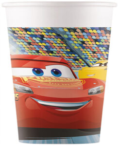 Procos 8 pahare carton FSC, decor Cars, capacitate 200cc