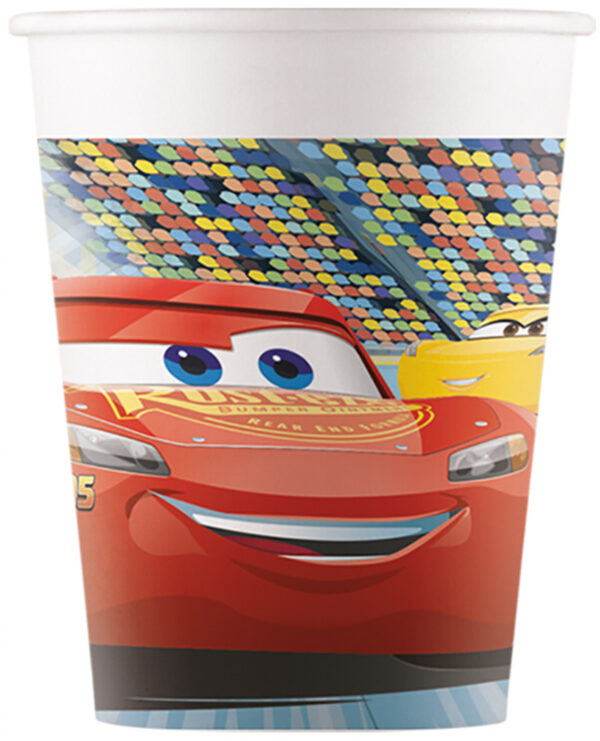 Procos 8 pahare carton FSC, decor Cars, capacitate 200cc