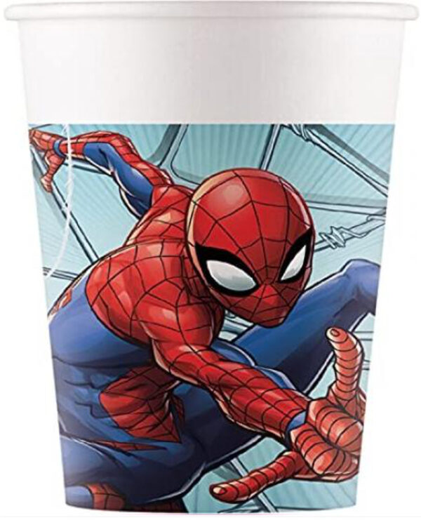 Procos 8 pahare carton FSC, decor Spiderman, capacitate 200cc