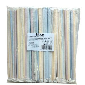 Bioco 250 paie color, flexibile, din hartie, ambalate individual, biodegradabile si compostabile, 220xØ5.3mm