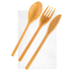 Set Tris WPC 18cm (furculita+cutit+lingura+servetel), ambalaj plastic