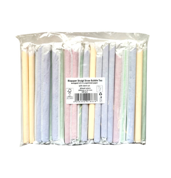 Bioco 100 paie hartie color FSC Mix Bubble Tea, ambalate individual, 200x12mm.
