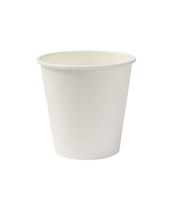 Bioco 50 pahare albe din carton, biodegradabile si compostabile, 90cc