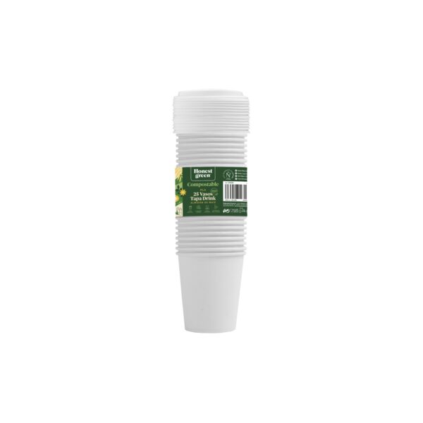 25 pahare albe carton 7oz + 25 capace - imagine 2