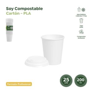 25 pahare albe carton 7oz + 25 capace