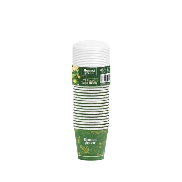25 pahare carton 4oz + 25 capace albe - imagine 2