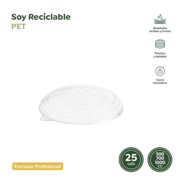 25 capace PET transparente pentru bolurile carton kraft de 500, 700 si 1000cc