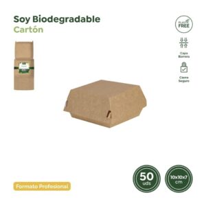 50 cutii carton Kraft pentru burgeri, 10x10x7cm