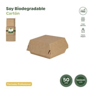 50 cutii carton Kraft pentru burgeri, 12x12x10cm.