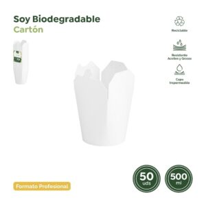 50 cutii albe pentru noodles, capacitate 500ml