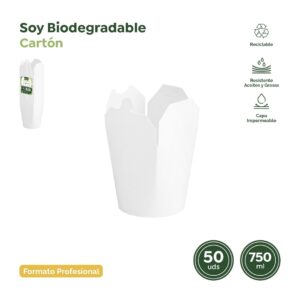 50 cutii albe pentru noodles, capacitate 750ml