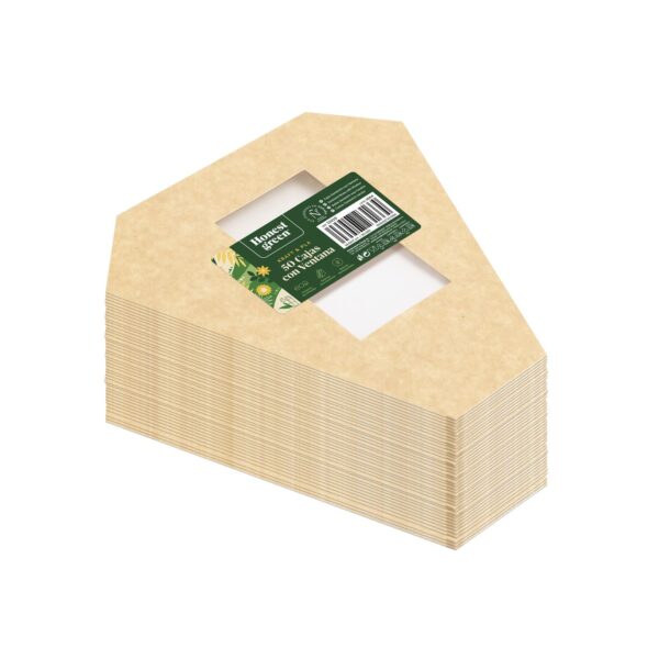 50 cutii triunghiulare sandwich carton kraft, 12x12x7cm - imagine 2